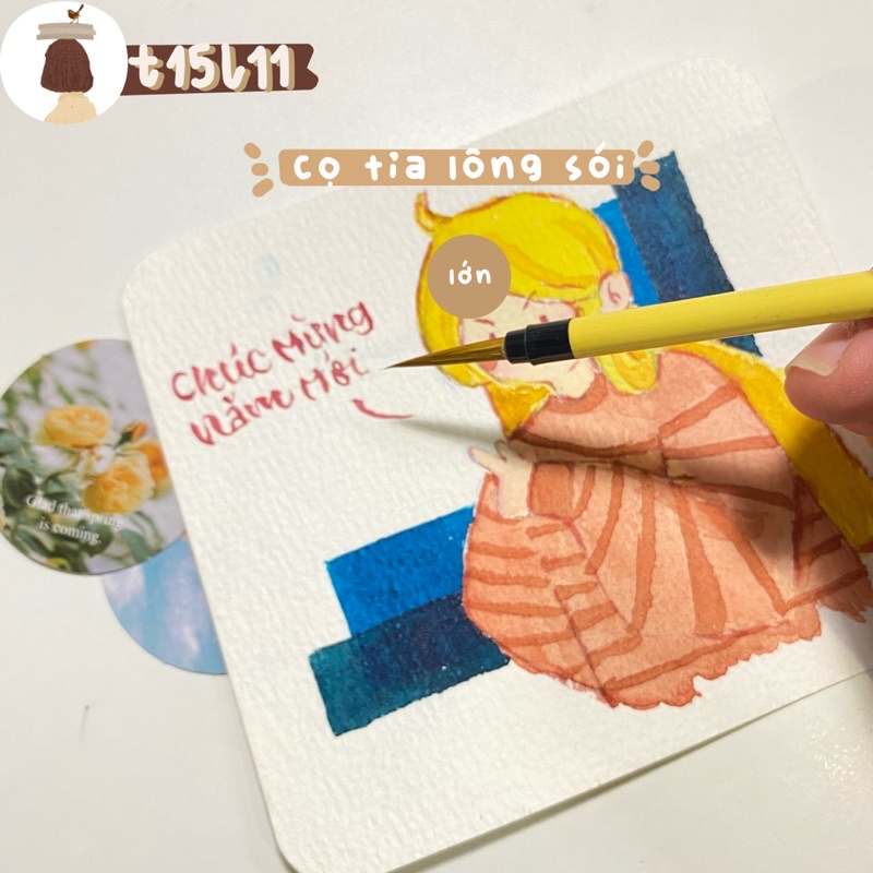 [t15l11] Cọ tỉa lông sói thân nâu/vàng giá rẻ nhiều kích cỡ