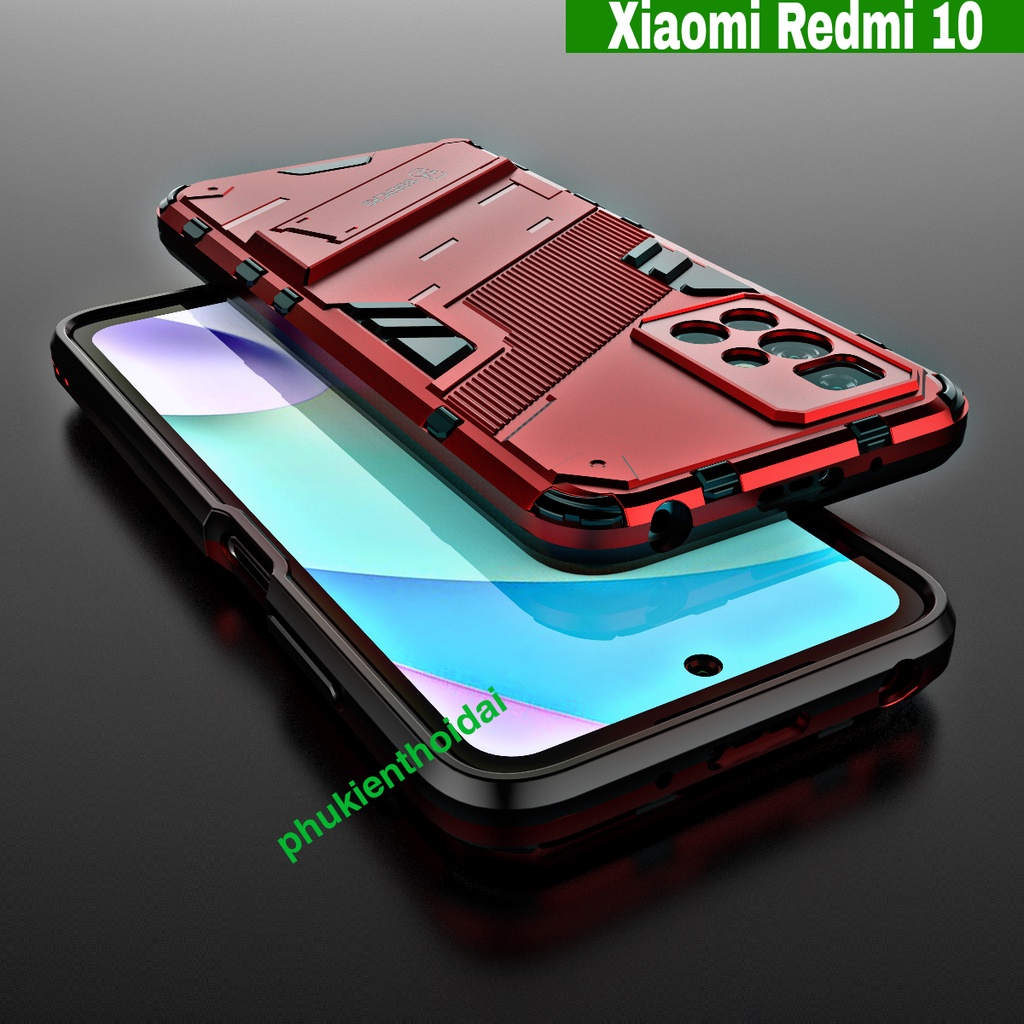 Ốp lưng IRON MAN VER 2 Xiaomi Redmi 10 chống sốc chống va đập mạnh giá đỡ chân chống