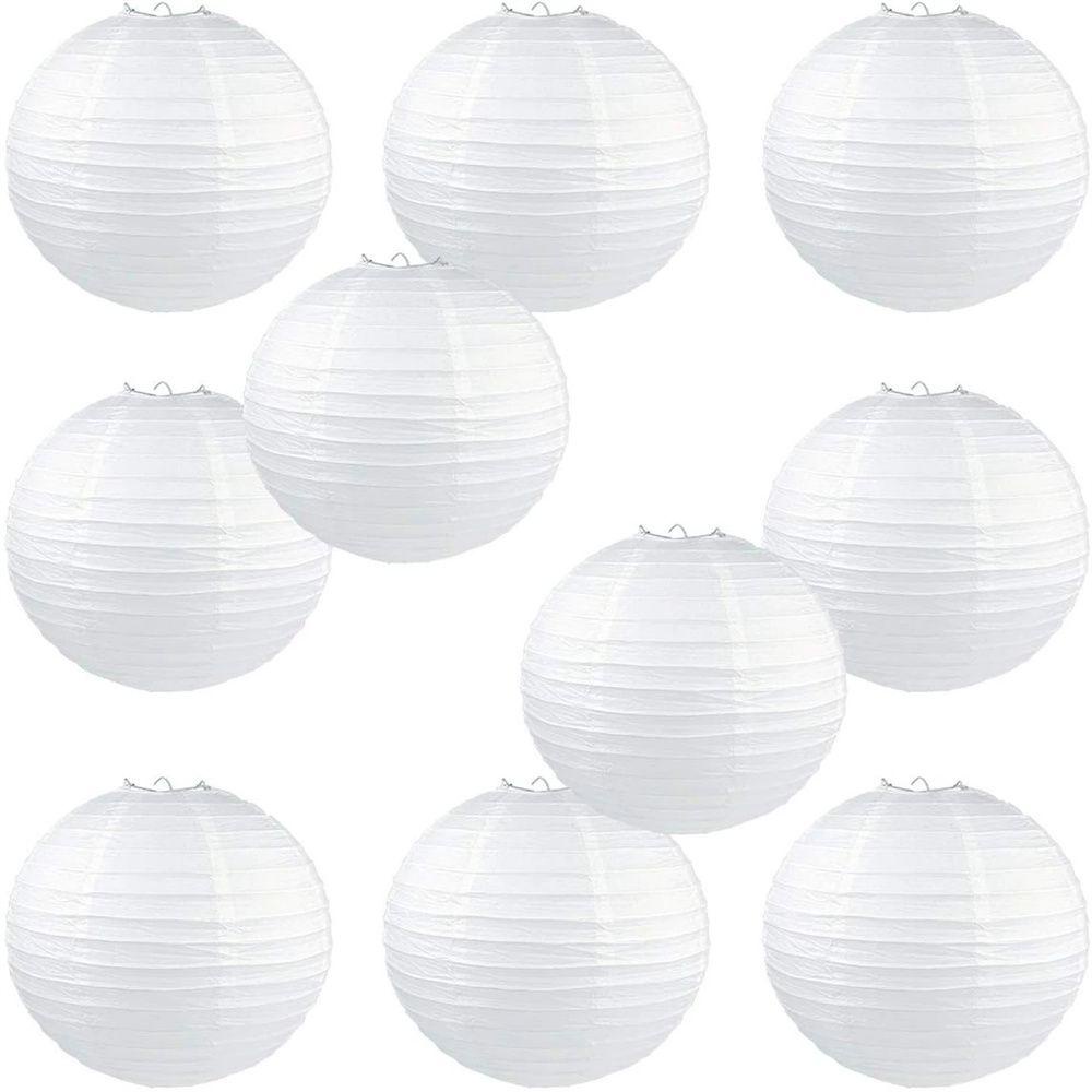 1 Lồng Đèn Giấy Tròn Màu Trắng Treo Trang Trí Tiệc Cưới / Sinh Nhật DIY