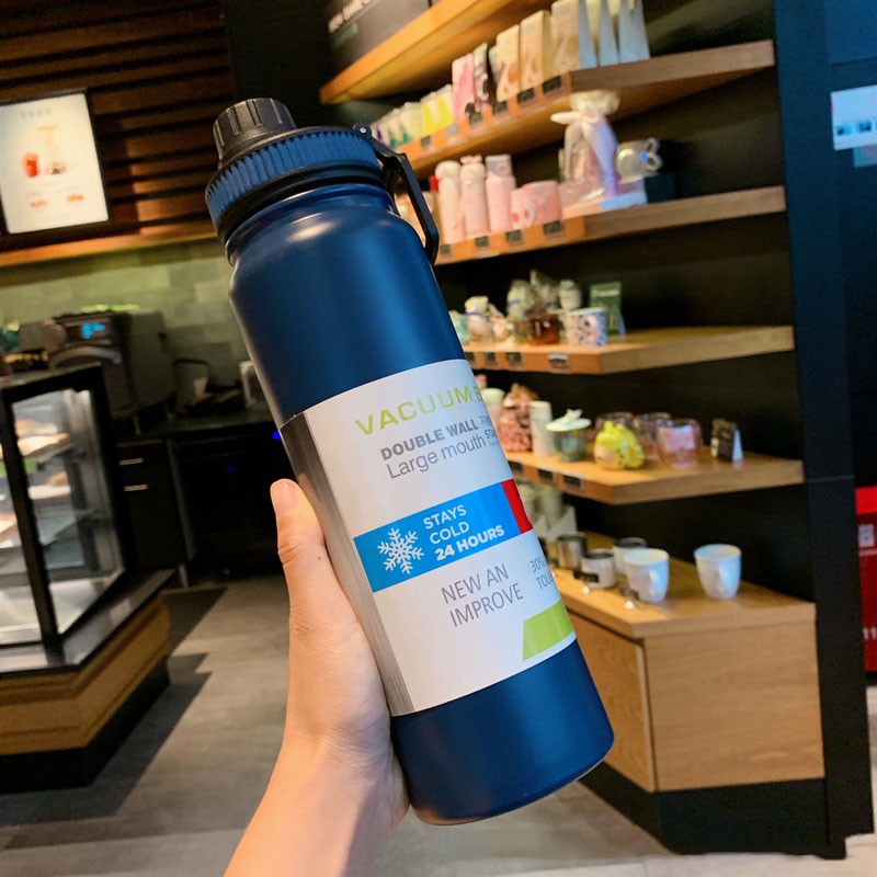 Bình giữ nhiệt Inox có ngăn pha trà 24h giữ lạnh cao cấp thể thao dung tích lớn thép không gỉ Inox 304