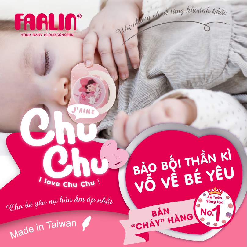 Ty Ngậm Chu Chu Cherry cho bé từ 6th FARLIN có dây gài - BA-20009