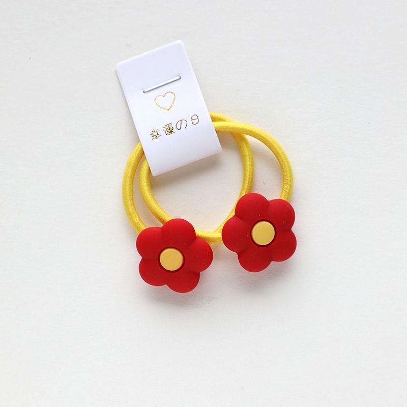 Set 2 Dây Cột Tóc Co Giãn Hình Hoa / Gấu Dễ Thương Cho Bé Gái