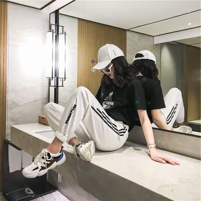 Quần nỉ nutren phối sọc inFREE SHIP không bong tróc mẫu đang hót