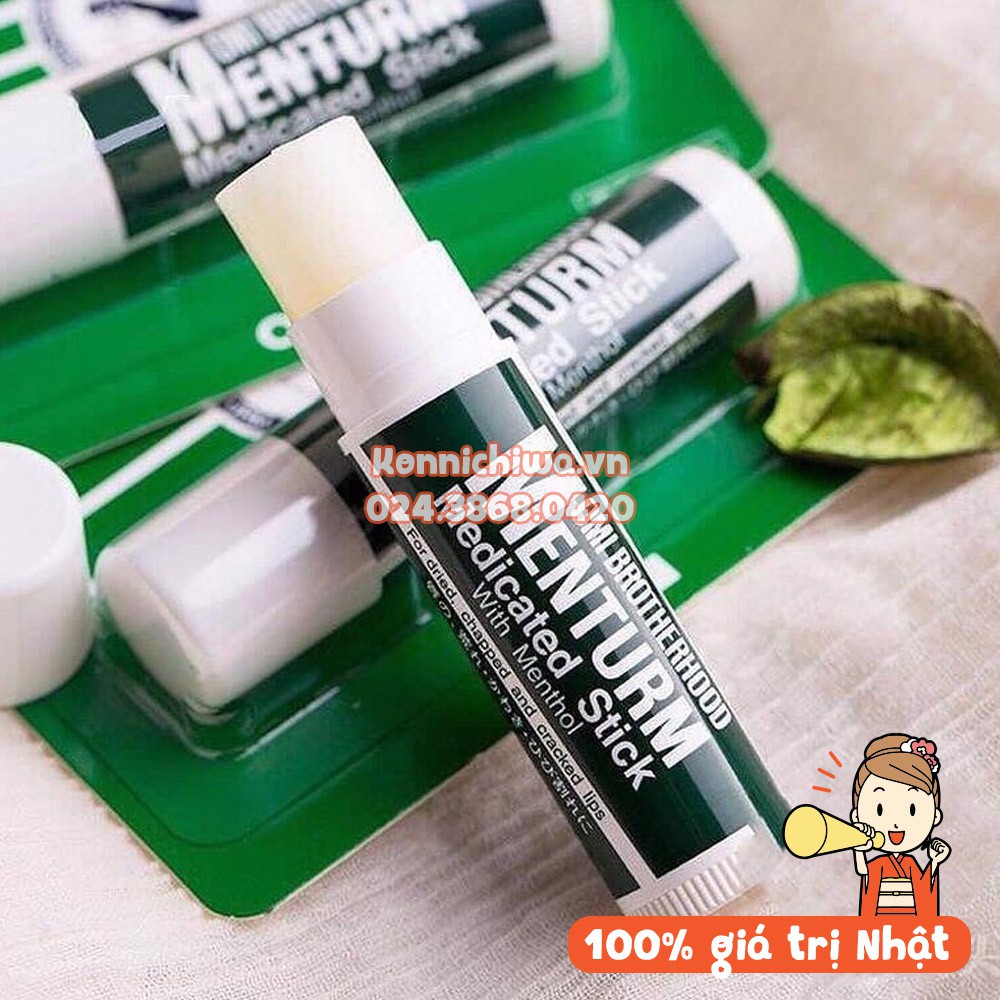 [XÁCH TAY NHẬT] Son Dưỡng Chống Thâm Môi Menturm Omi Medicated Stick (BrotherHood) Không Màu, Vị Bạc Hà Tươi Mát