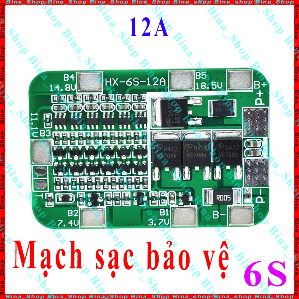 Mạch sạc bảo vệ pin 6S 12A 25.2V tự ngắt khi đầy