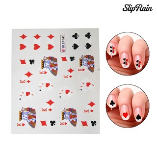 (Hàng Mới Về) Miếng Dán Trang Trí Móng Tay Họa Tiết Lá Bài Poker