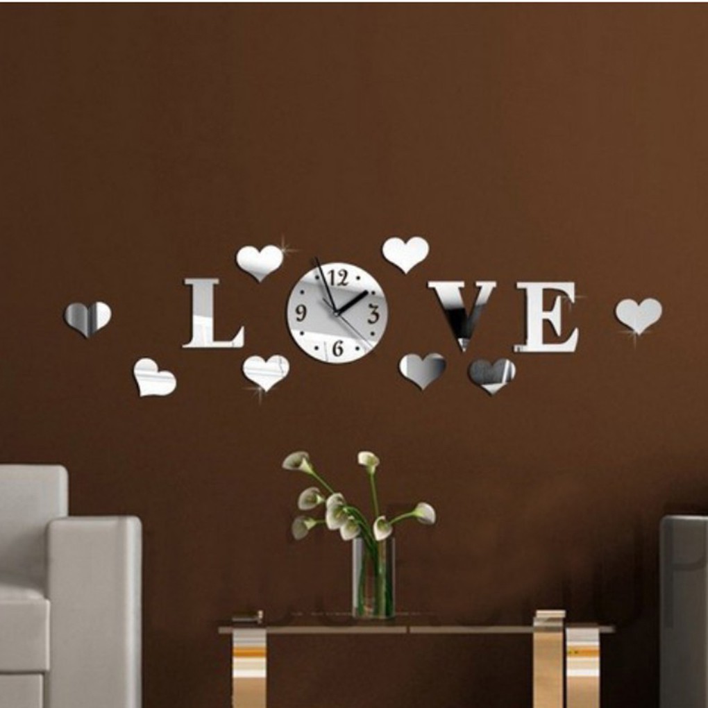 Set 100 Miếng Dán Tường Trang Trí Hình Trái Tim Đẹp Mắt