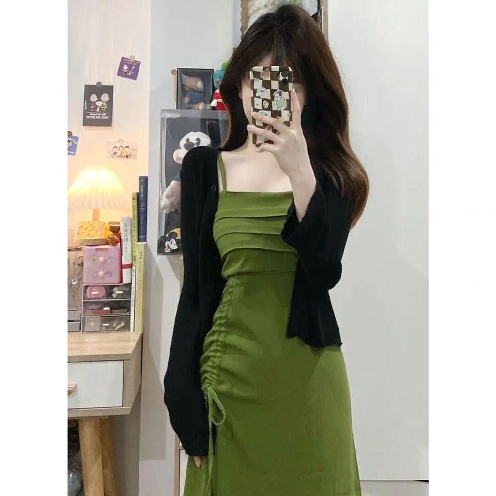 Đầm Hai Dây Dệt Kim Thiết Kế Mẫu Mới Thời Trang Mùa Hè Dành Cho Nữ