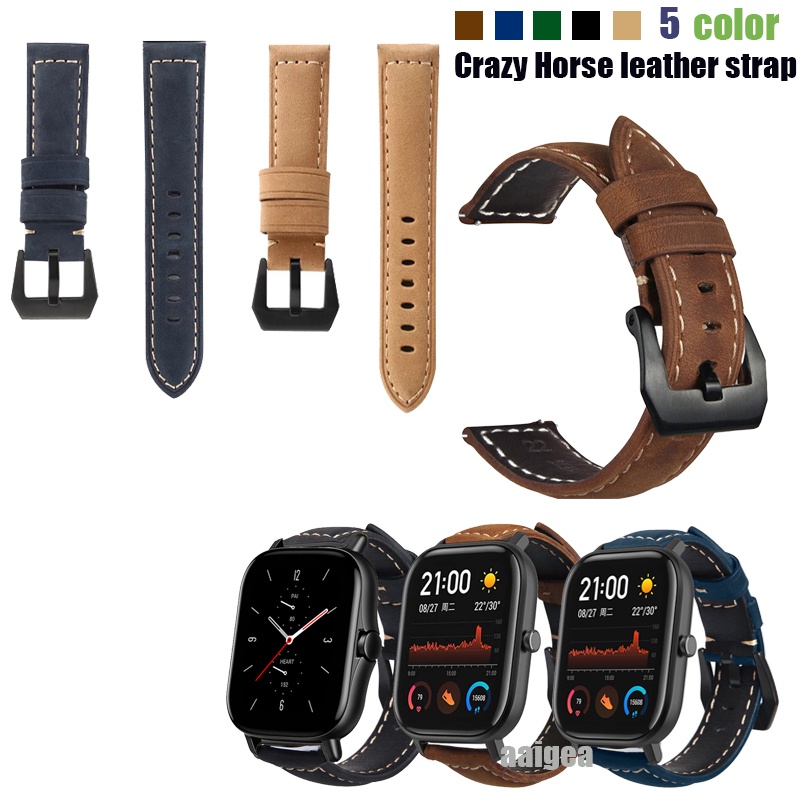 Dây đeo bằng da cho đồng hồ thông minh Huami Amazfit GTS4 GTS3 GTS2 GTS 2 mini / Bip 3 Pro Lite S U Pop