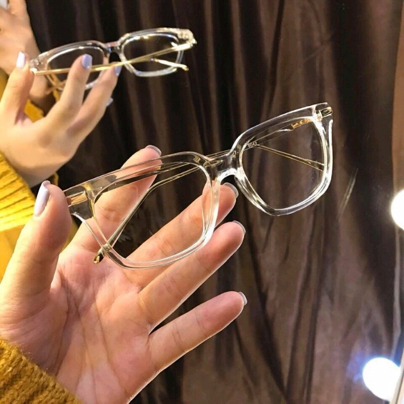 Mắt Kính Giả Cận Trong Suốt Gọng Vàng Gọng Bạc Cực Đẹp - Hazo