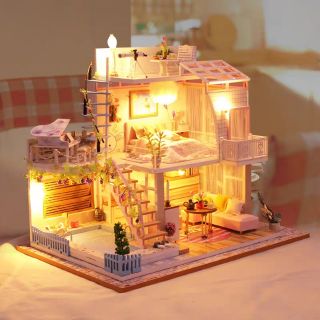 Kèm mica và 1 keo dán - Mô hình nhà gỗ búp bê Dollhouse DIY - P005 Meet The Hour
