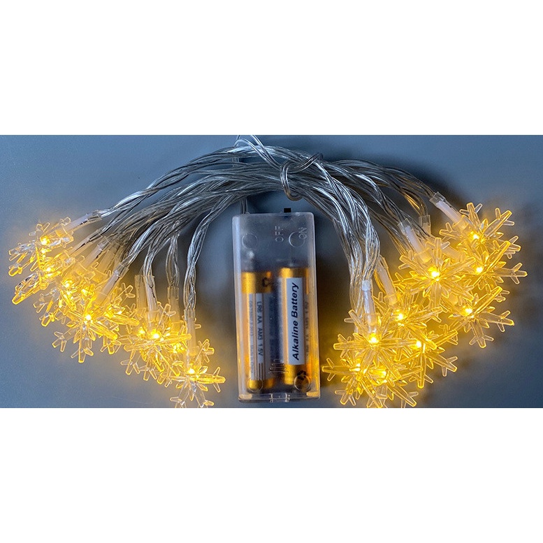 Dây đèn led hình bông tuyết dài 2m 10 bóng đèn led dùng pin AA