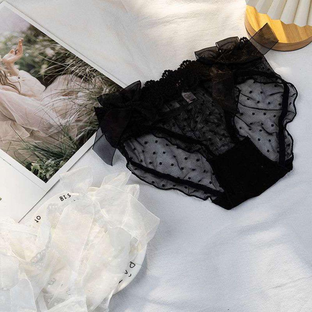 Quần Lót Lưng Thấp Phối Lưới Thoáng Khí Đính Nơ Thời Trang Quyến Rũ Cho Nữ