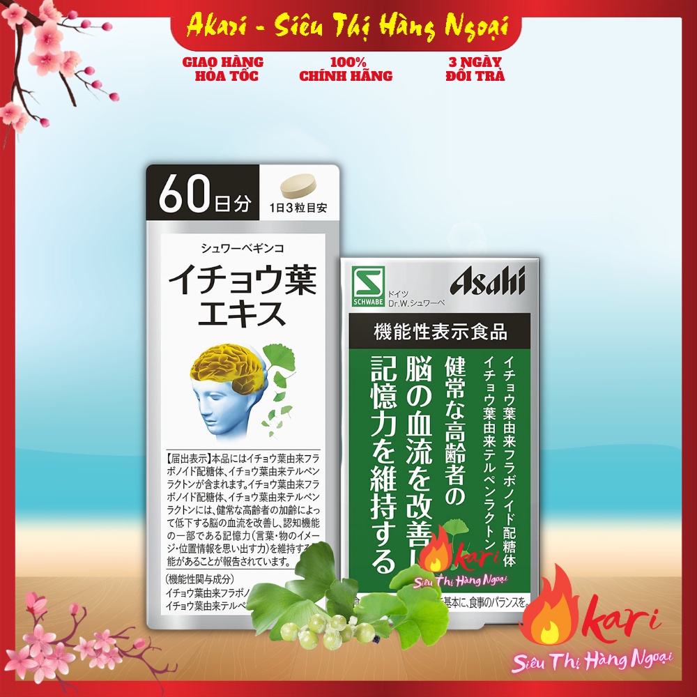 Viên uống hoạt huyết dưỡng não Asahi 180 viên tăng cường trí nhớ, phòng ngừa tai biến mạch máu não