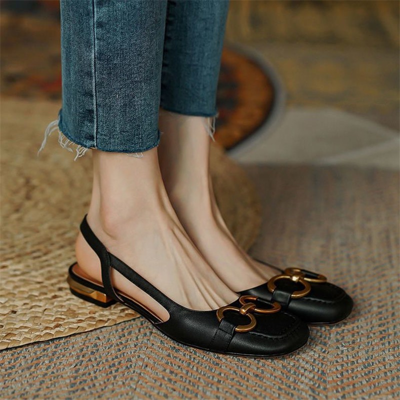 Giày Big Size Nữ Gót 3 cm Size 40 41 42 43 mũi vuông phong cách vintage nữ tính