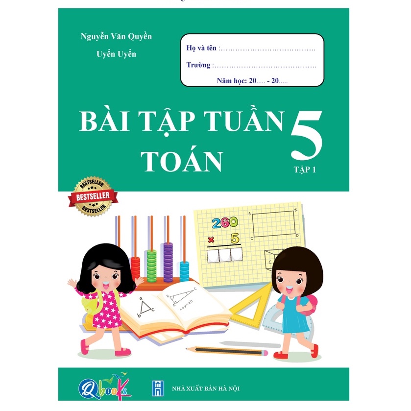 Sách - Bộ 2 quyển bài tập tuần và đề kiểm tra Toán lớp 5 học kì 1