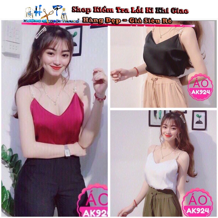 Áo Kiểu 2 Dây Phi Lụa Bóng Mẫu Mới-Hàng Có Sẵn [Hoàn Xu]