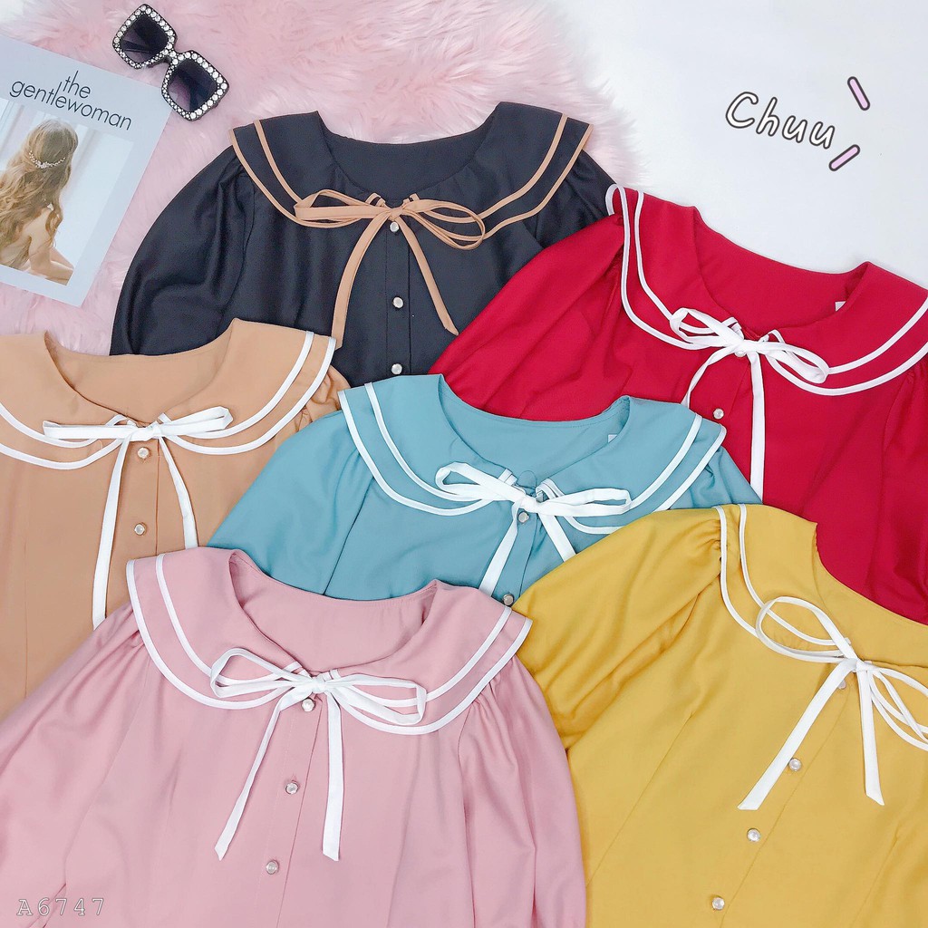 [ Mã WASTRUN4 giảm 10% tối đa 30K đơn 99K] Áo sơ mi cổ bèo nơ, áo cổ sen 2 tầng công sở nữ tính CHUU A6747 | BigBuy360 - bigbuy360.vn