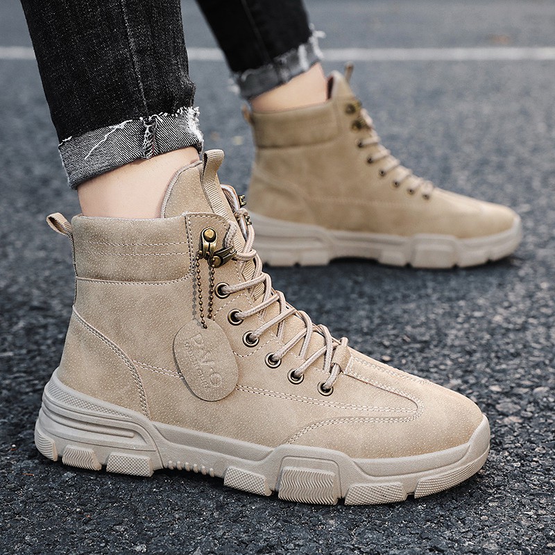 Giày bốt martin bằng da cổ cao thời trang size 39-44 cho nam