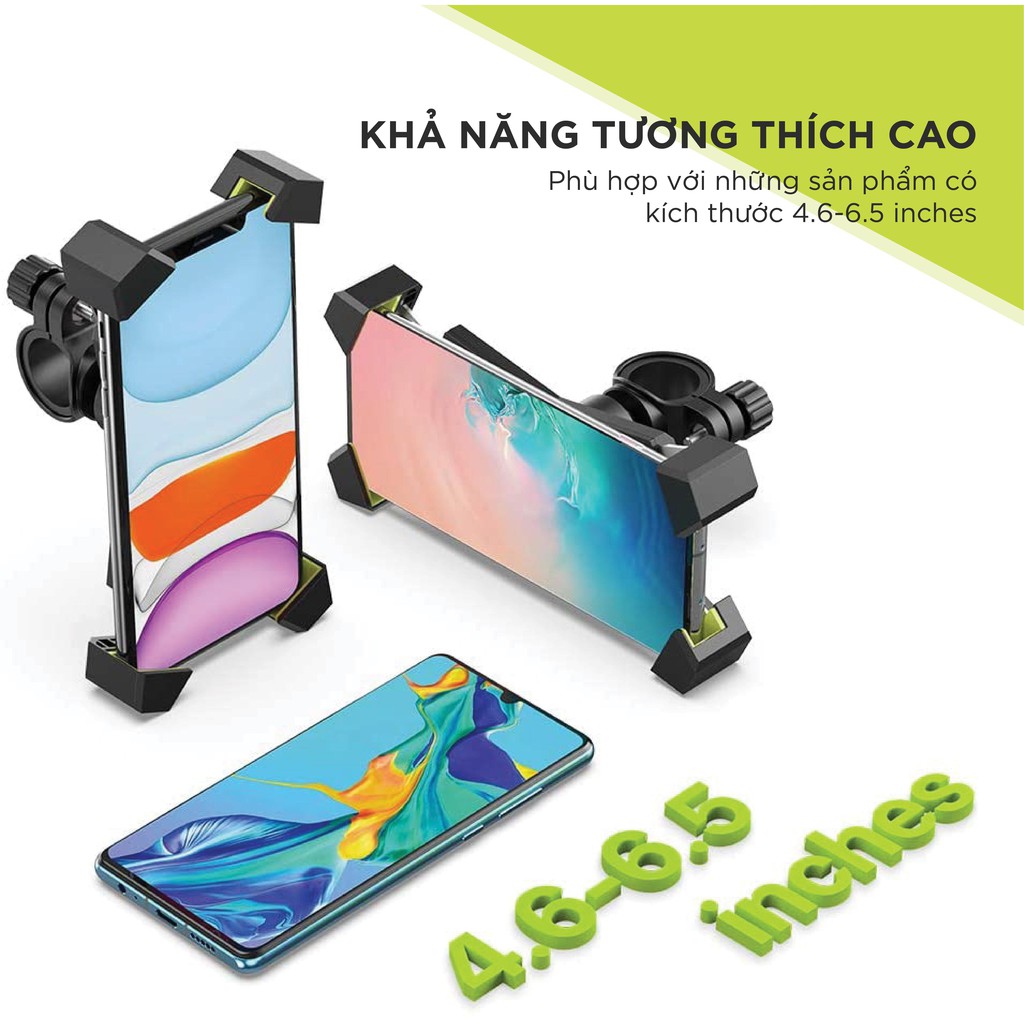 Giá đỡ điện thoại UGREEN dùng cho xe đạp 60989  - Xoay góc 360, tương thích điện thoại có màn hình từ 4.6 đến 6.5 inch