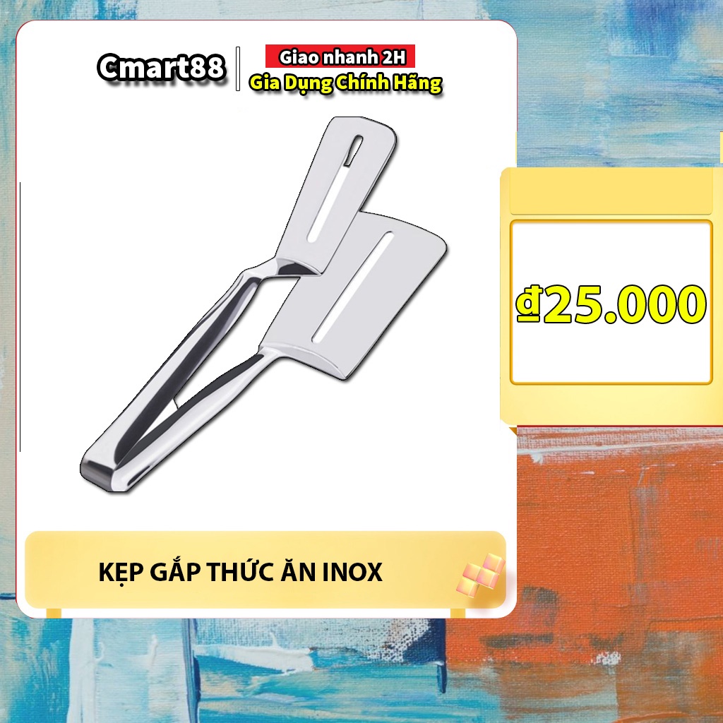 Kẹp gắp thức ăn Inox cao cấp, Xẻng lật đồ ăn nóng tiện lợi an toàn cho nấu nướng