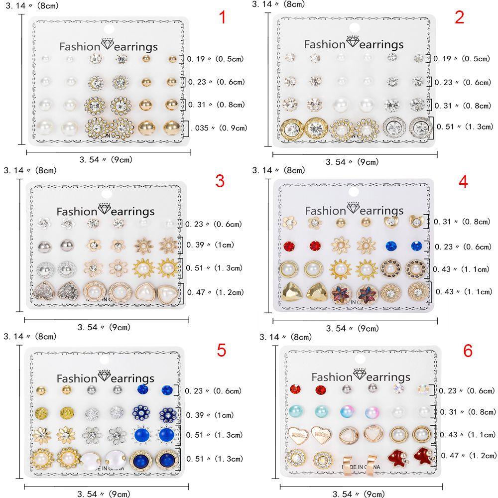 Set 12 Đôi Bông Tai Xỏ Lỗ Nhiều Kiểu Dáng
