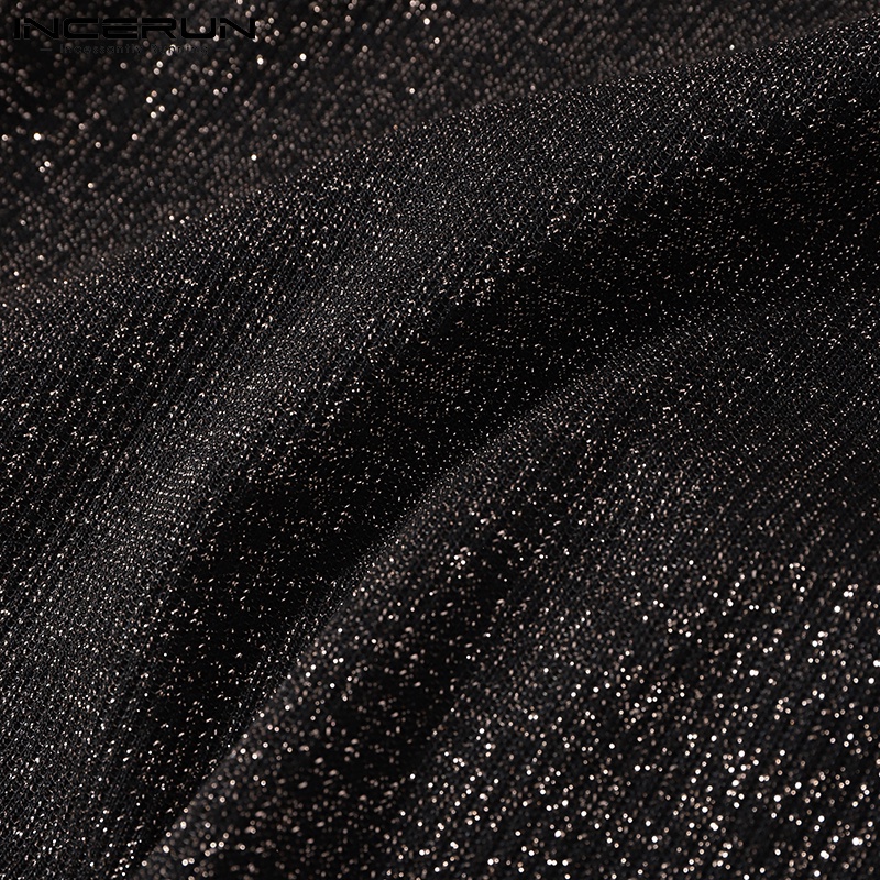 Áo INCERUN cổ rùa không tay màu trơn ánh kim ôm vừa vặn cho nam mặc thường ngày