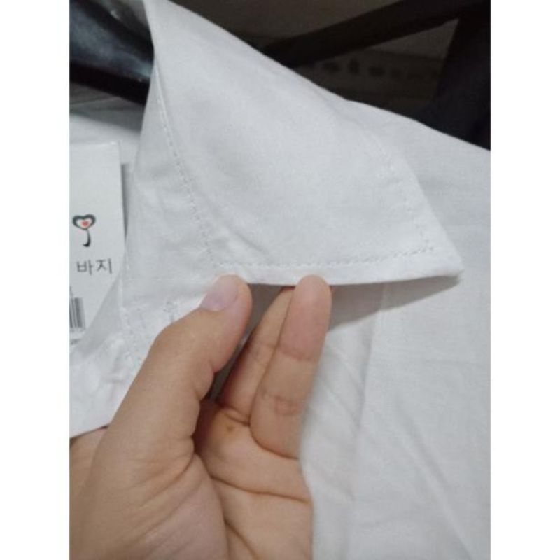 Áo Sơ Mi Kiểu Nữ Màu Trắng Chất Thô Hàn Đẹp Dài Tay Túi Trước Phong Cách Hàn Quốc Cao Cấp 02