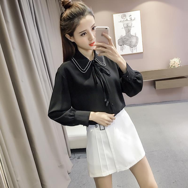 Áo Sơ Mi Chiffon Dáng Ôm Phong Cách Preppy Dễ Phối Đồ Cho Nữ