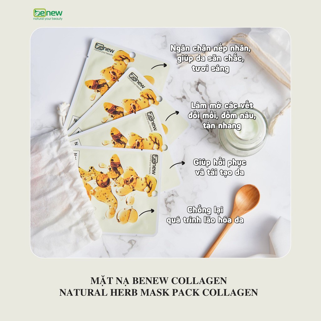 Mặt Nạ Săn Chắc Da Collagen Benew Natural Herb Mask Pack Collagen 22ml - Hàn Quốc Chính Hãng