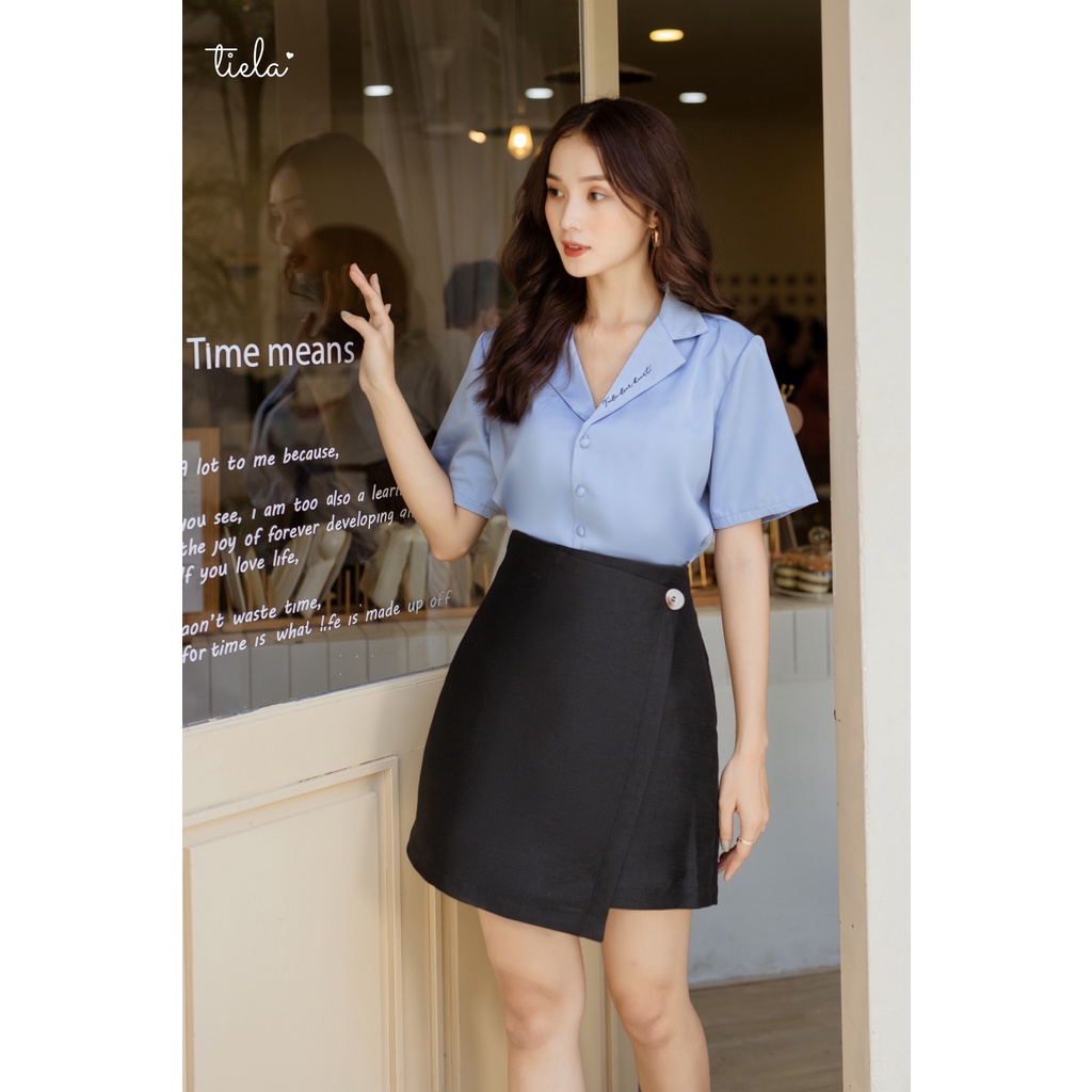 TIELA Chân váy trơn đơm nút ngay eo form chữ A - Linda Skirt