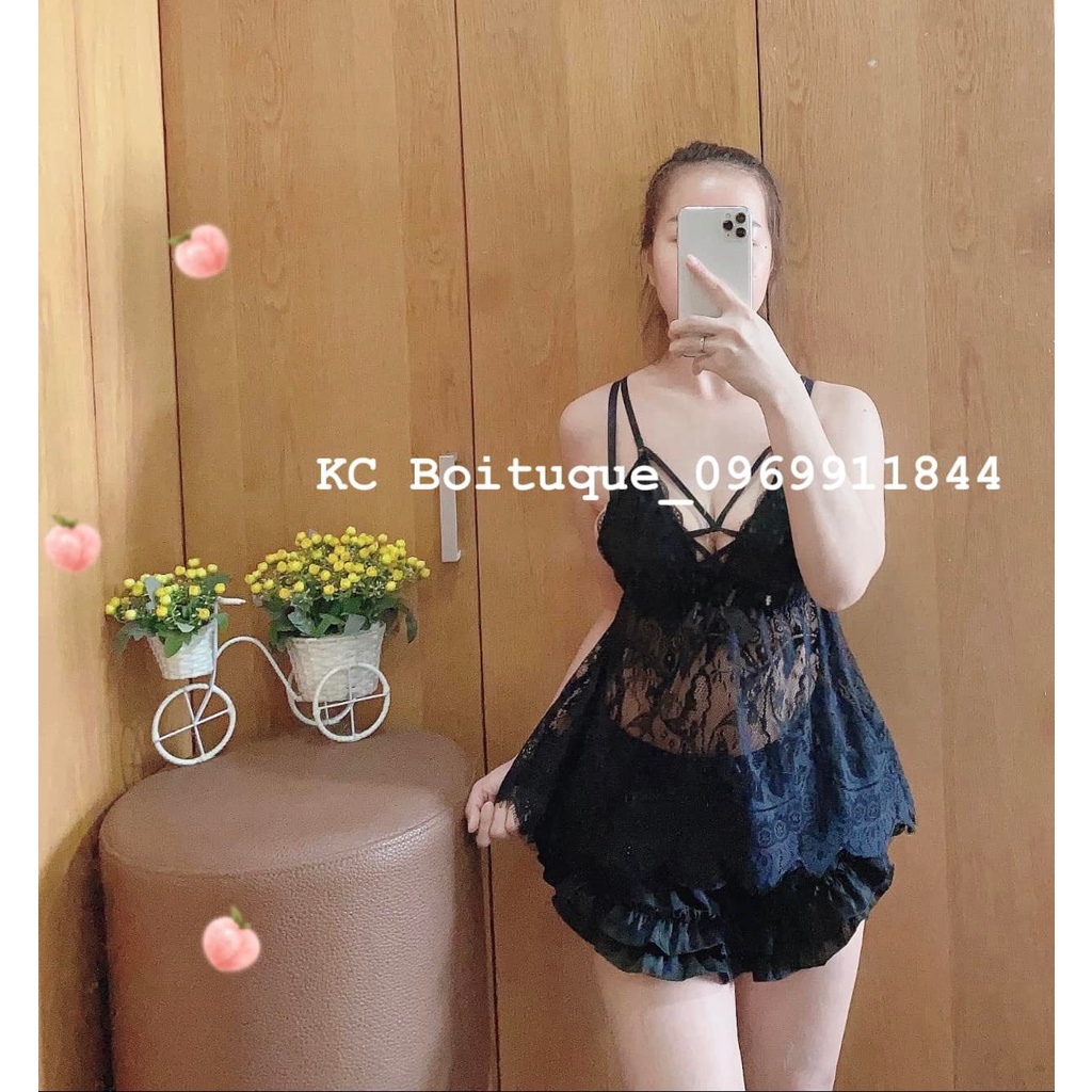 Đồ ngủ, set bộ ren mền mịn - quần 2 tầng