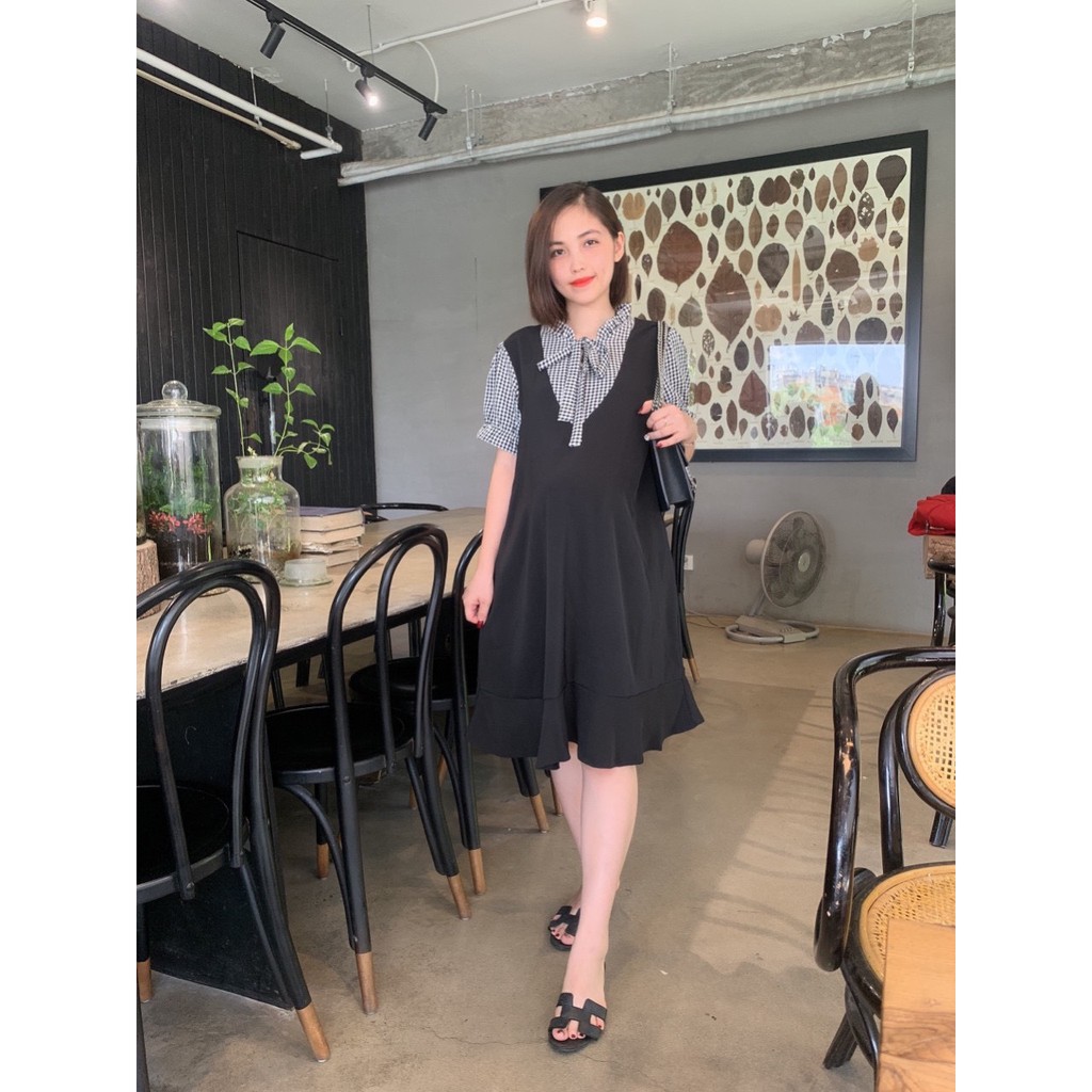 Đầm bầu công sở hàng thiết kế chất lụa Hàn Châu cao cấp