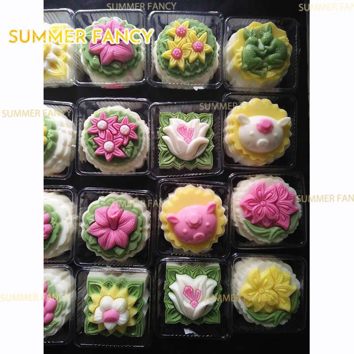 (60 mẫu) khuôn rau câu trung thu 9cm tròn vuông hoa lá hồng plastic square cake mold 21-35 NL đa dạng mẫu