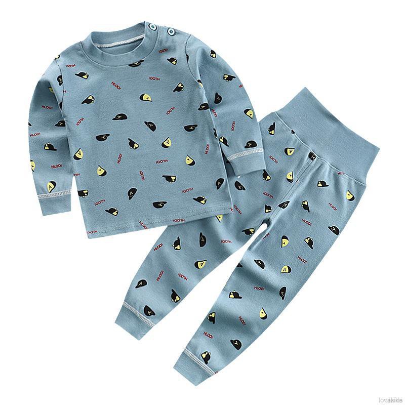 Bộ Đồ Ngủ Pijama Dài Tay Họa Tiết Hoạt Hình Cho Bé Từ 0-7 Tuổi