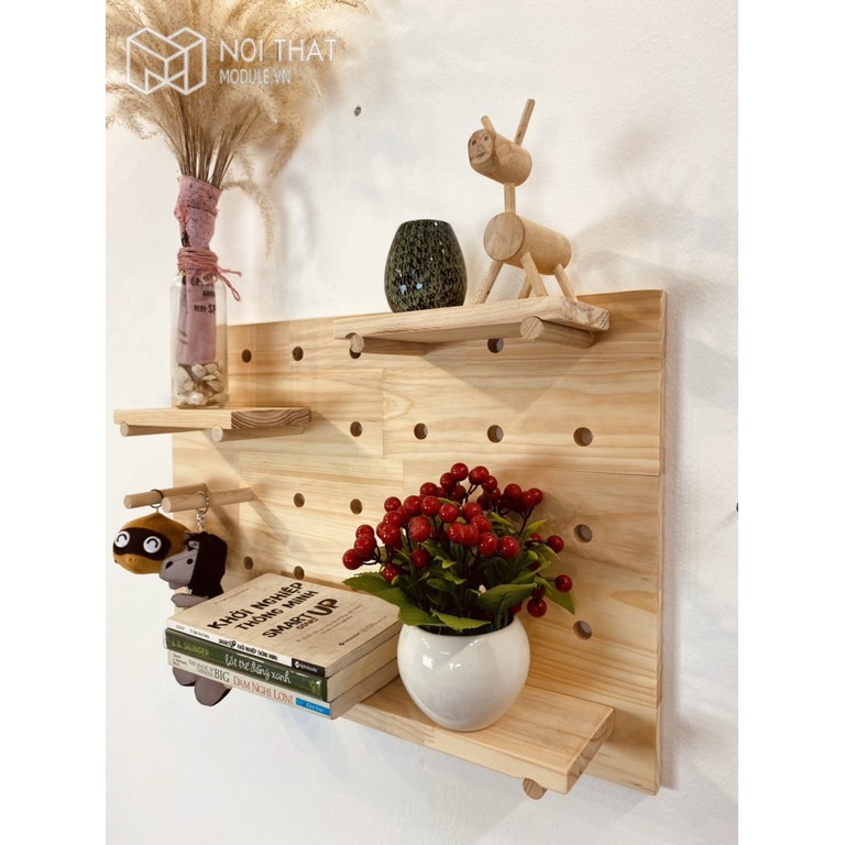 Bảng Trang Trí Lỗ, Bảng Trang Trí Pegboard Gỗ Tự Nhiên kích thước 40cm x 60cm.