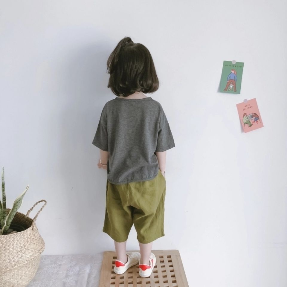 [Babycat Hàng Có Sẵn Bộ Áo + Quần Dài Vải Lanh Cotton Thoáng Khí Phong Cách Nhật Hàn Nhật Bản Thời Trang Mùa Hè Cho Bé Trai Và Bé Gái