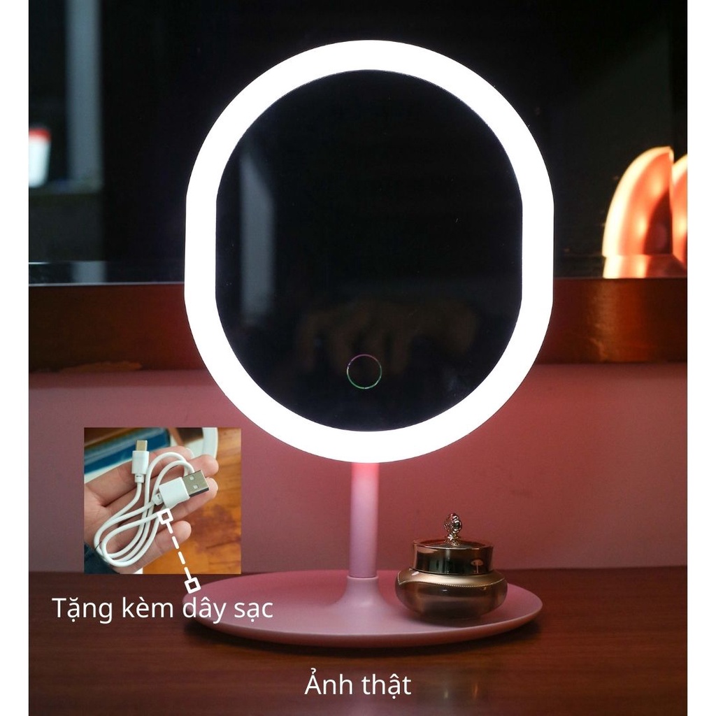 Gương đèn led cảm ứng để bàn trang điểm 3 chế độ ánh sáng KEENGSTORE