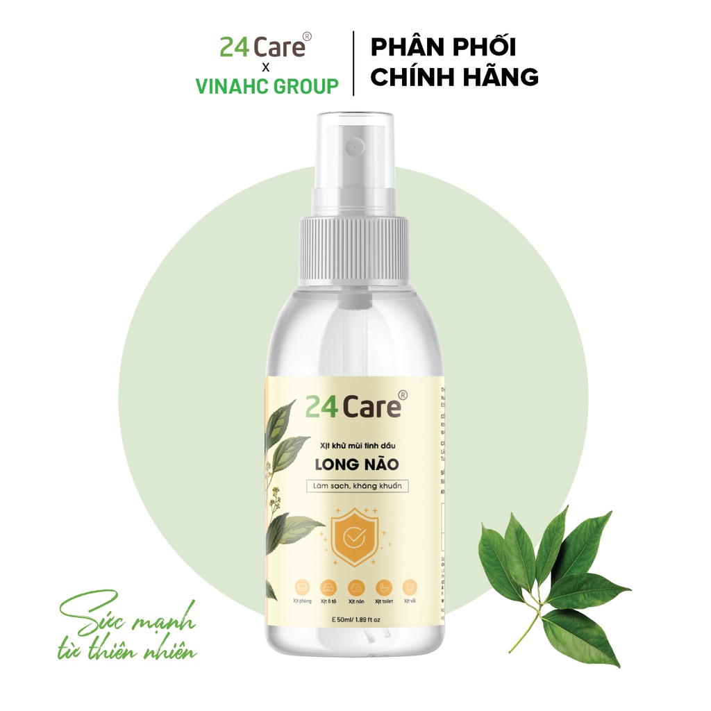 Xịt Phòng Tinh Dầu Long Não Hữu Cơ Organic 24Care 50ML - Kháng khuẩn - Khử mùi hôi - Đuổi muỗi - Côn trùng