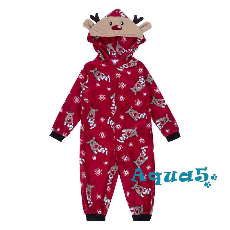 Bộ đồ ngủ pijama hình tuần lộc dùng cho gia đình phong cách Giáng Sinh