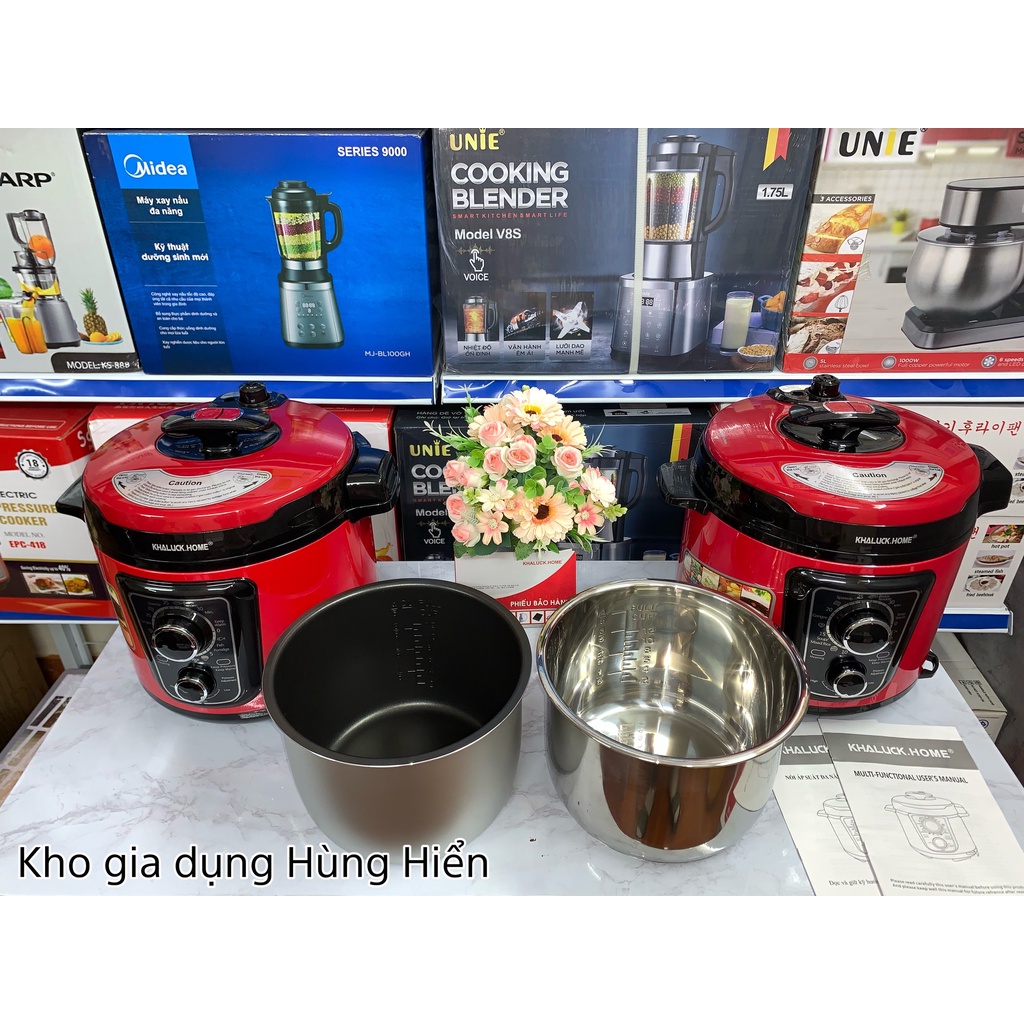 (Mã CHUT002 giảm 8%) Nồi áp suất điện Khaluck Home KL-738, KL-738S | Lòng inox, lòng chống dính - Hàng Chính Hãng