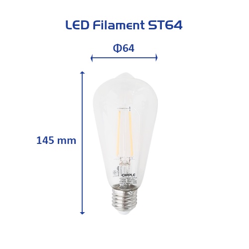 Bóng Đèn OPPLE LED Fila Ecomax ST64 E27 - Hiệu Ứng Ánh Sáng Như Bóng Sợi Đốt, Tiết Kiệm Năng Lượng