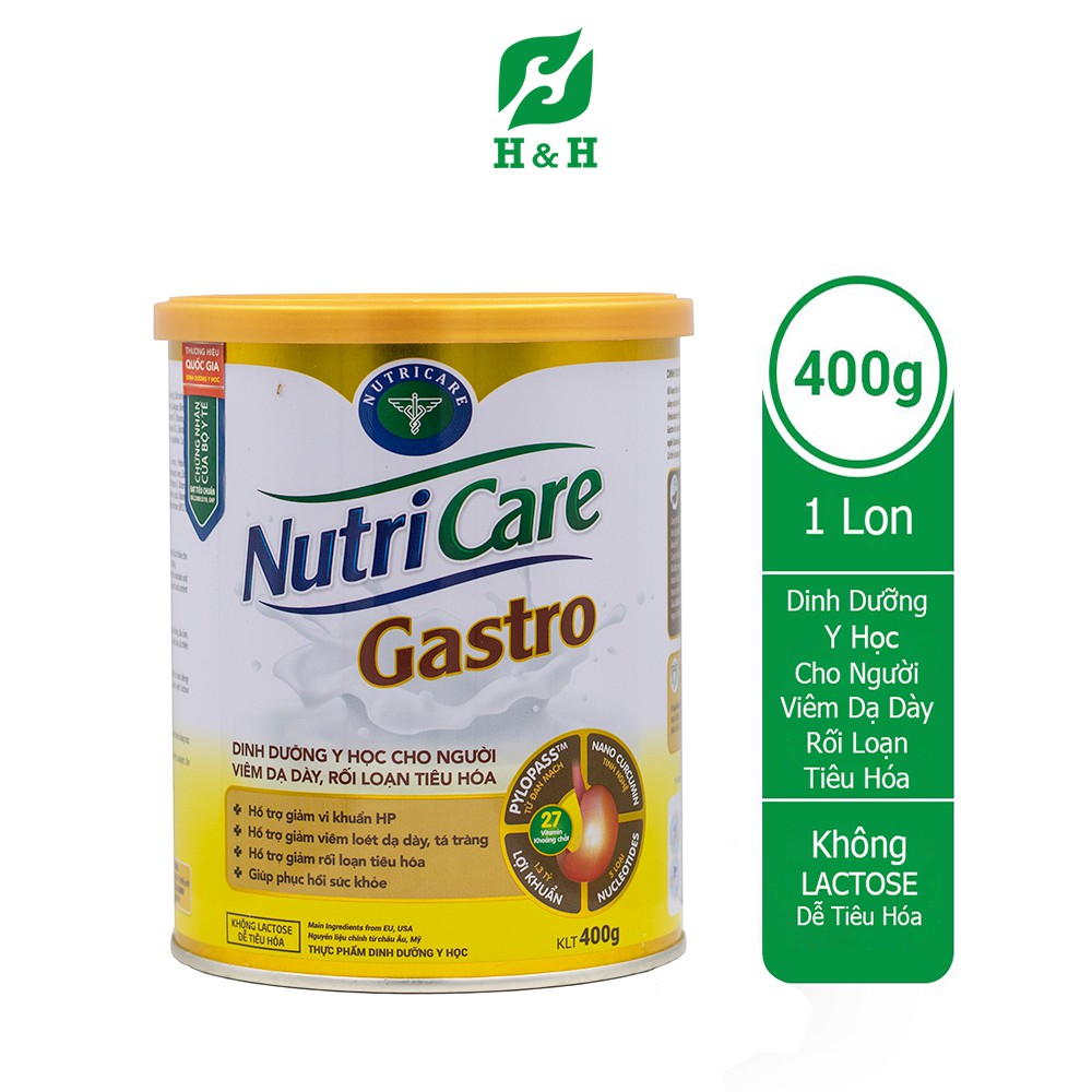 Sữa Bột Nutricare Gastro dinh dưỡng cho người viêm, bảo vệ dạ dày, rối loạn tiêu hóa - 900g/ 400g