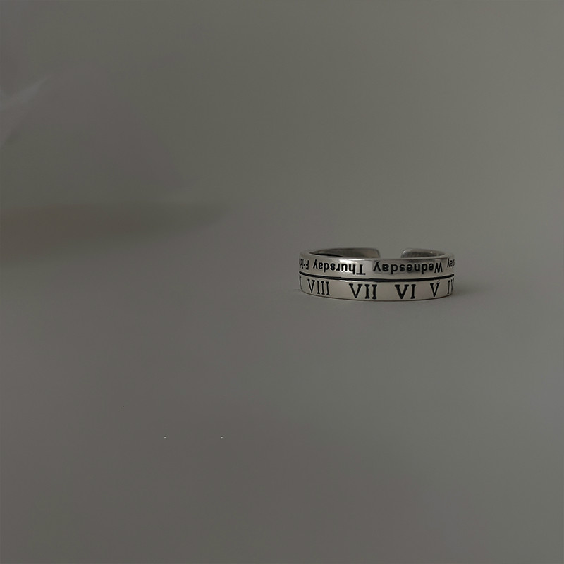 Nhẫn Dạng Mở Khắc Số La Mã Phong Cách Retro Thời Trang Cho Cặp Đôi