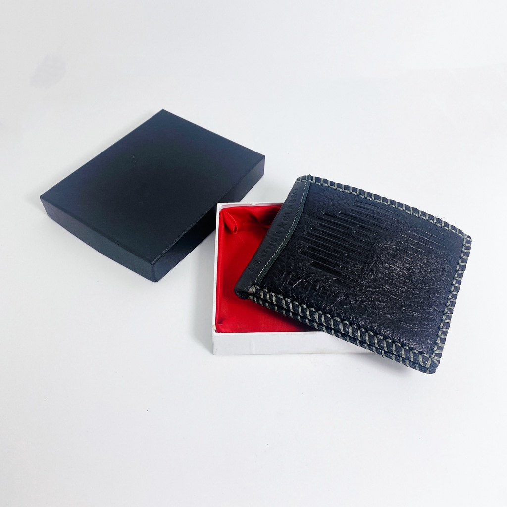 Ví da nam cầm tay thời trang cao cấp da bò thật kiểu dáng khâu viền hiệu Leather Collection JJKVEC65