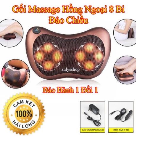 Gối massage 8 bi đi kèm cáp sạc ô tô cao cấp-Tặng sạc xe hơi