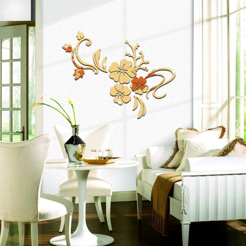 Sticker Dán Tường Bằng Acrylic Với Họa Tiết 3d Hình Bông Hoa Màu Gương Dùng Trong Trang Trí Phòng Ngủ trang trí nhà