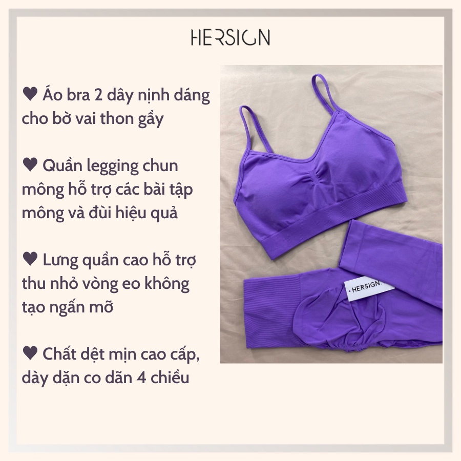 BỘ ĐỒ TẬP GYM SET TẬP YOGA ÁO 2 DÂY QUẦN CHUN MÔNG CAO CẤP HERSIGN-SET55