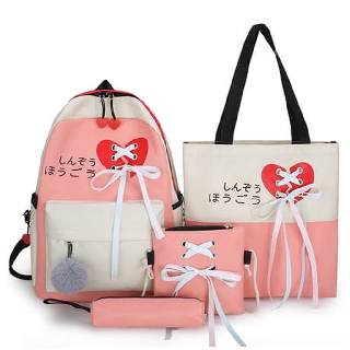 Ba lô nữ Amon, Set 4 món balo ví túi nữ đường may đẹp chống thấm nước mẫu A39