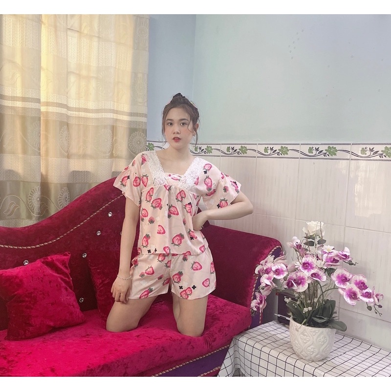 Đồ ngủ nữ phối ren mặc nhà mát